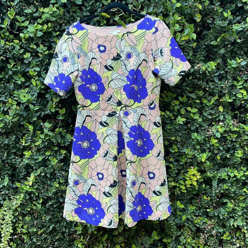 H&M Floral Dress w/ Inverted Box Pleat Sz Medium EUC